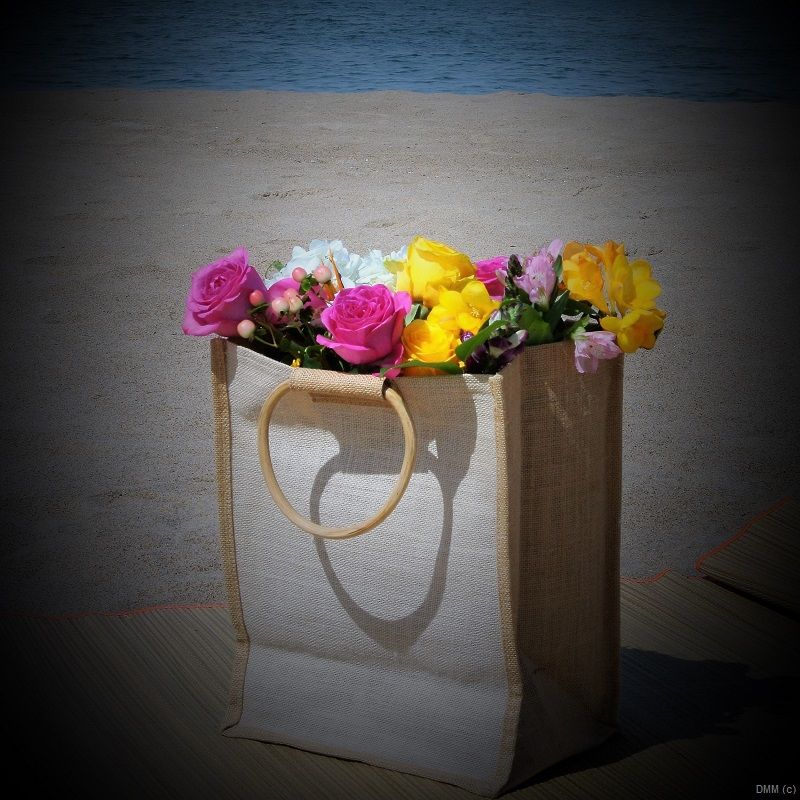 Photo Vignette Floral Beach Bag SQ